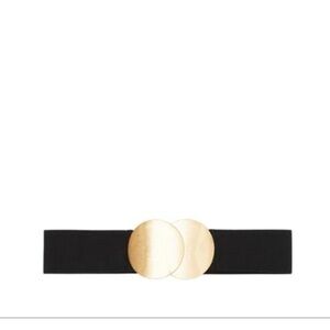 Zara Black Belt with Gold Double Disc Buckle